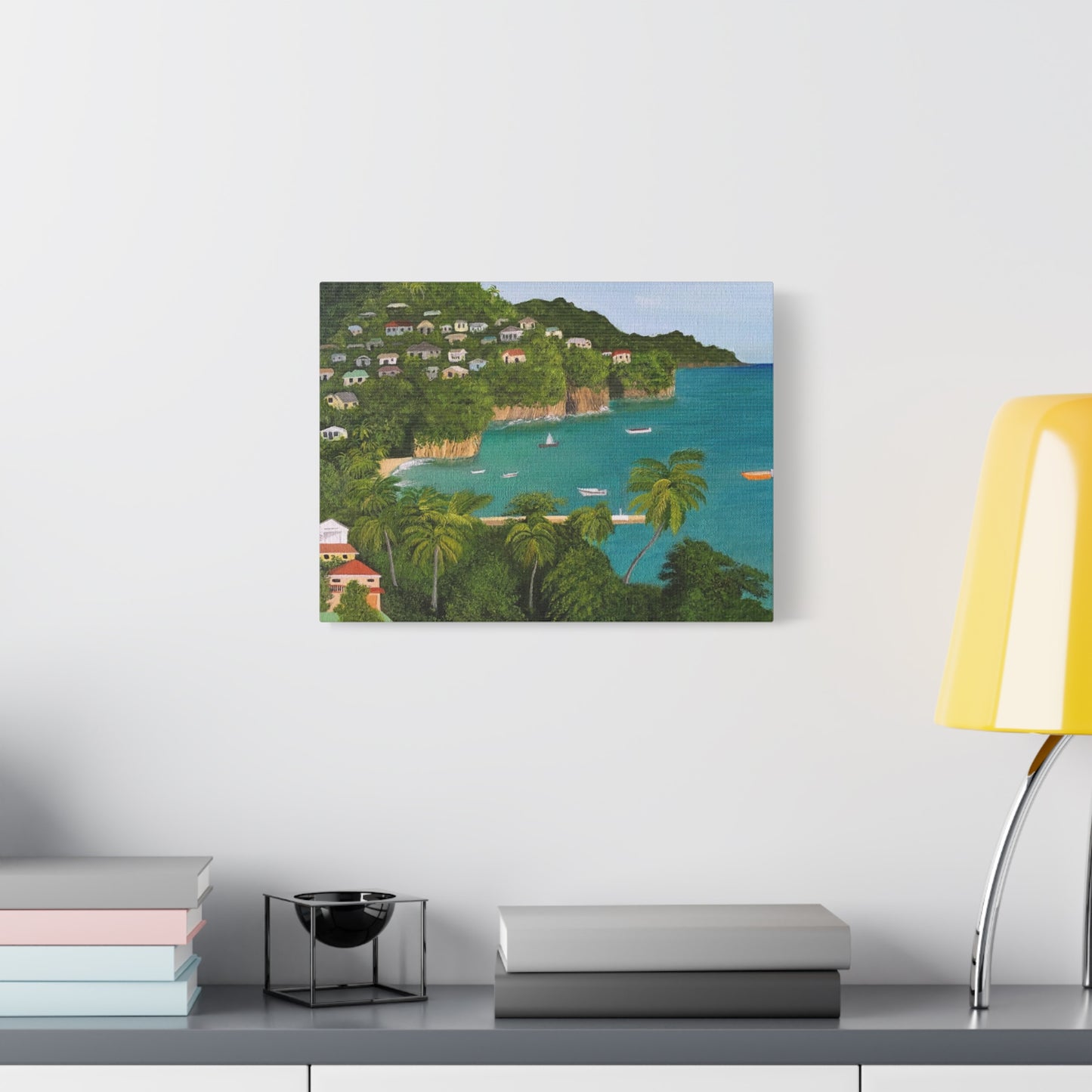 Island Bay. Canvas Print - Tranquil Fishing Village in St Vincent, Caribbean