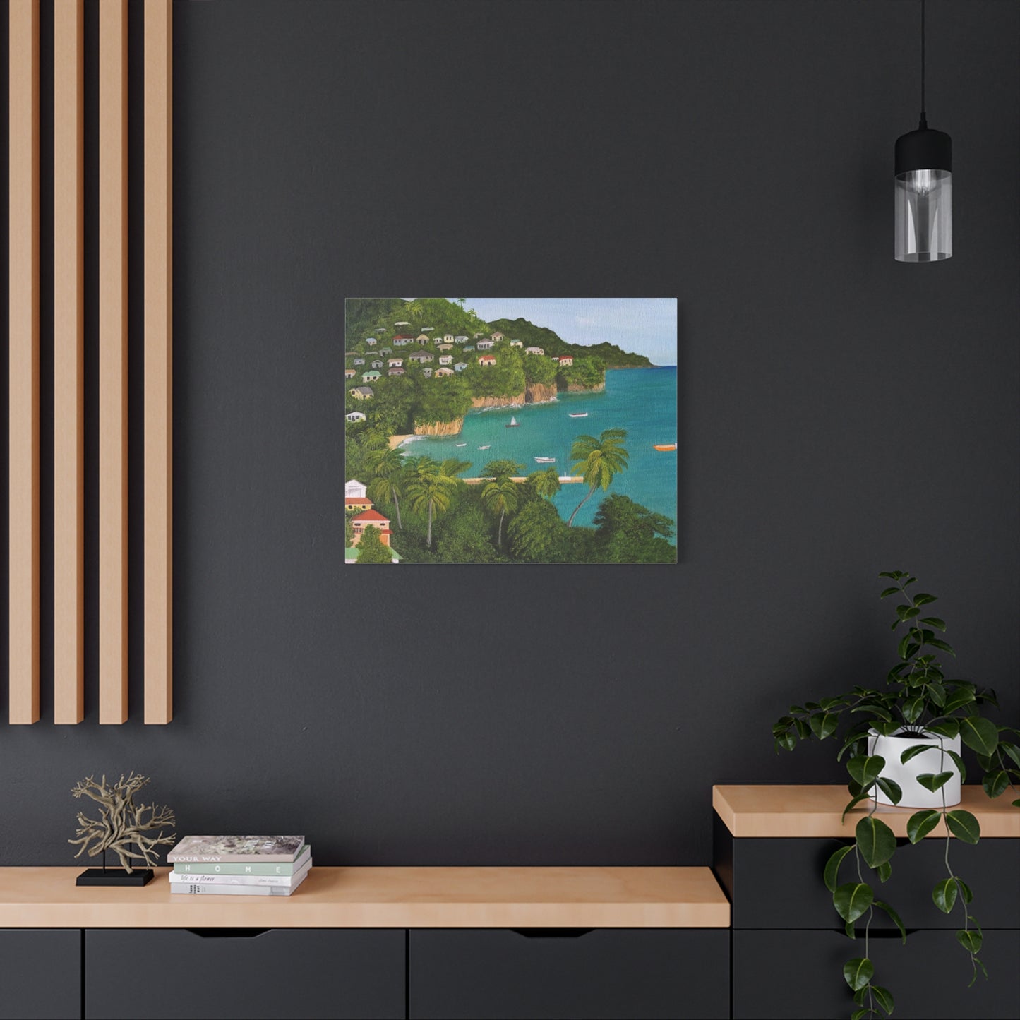 Island Bay. Canvas Print - Tranquil Fishing Village in St Vincent, Caribbean