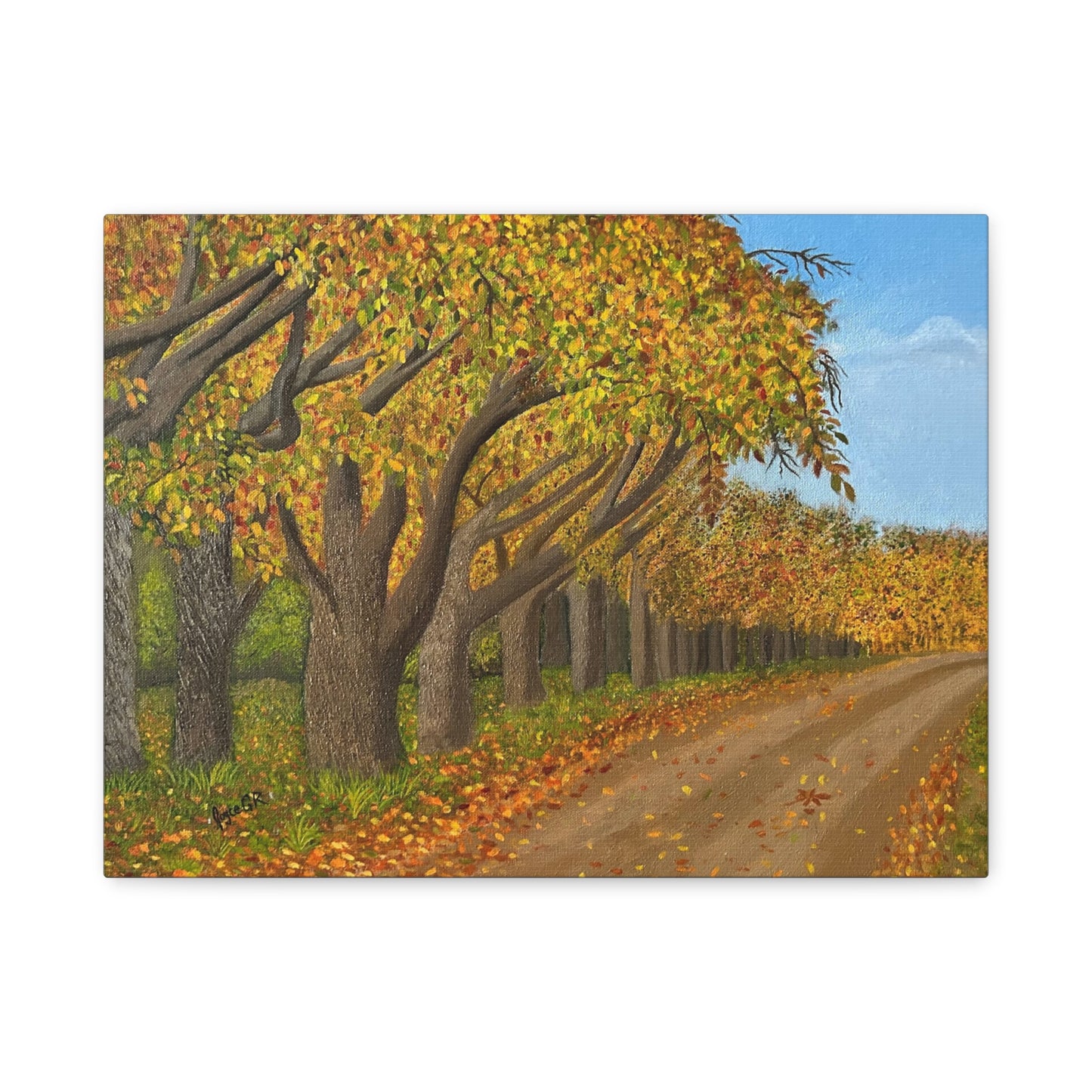 Canvas Print - Wooded Lane in Fall Earthy Tones