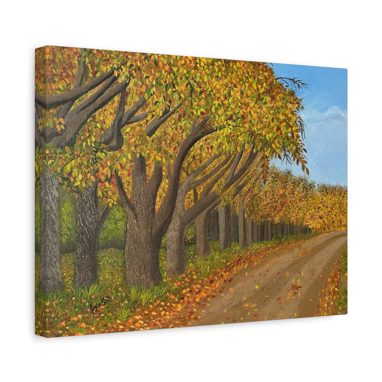 Canvas Print - Wooded Lane in Fall Earthy Tones