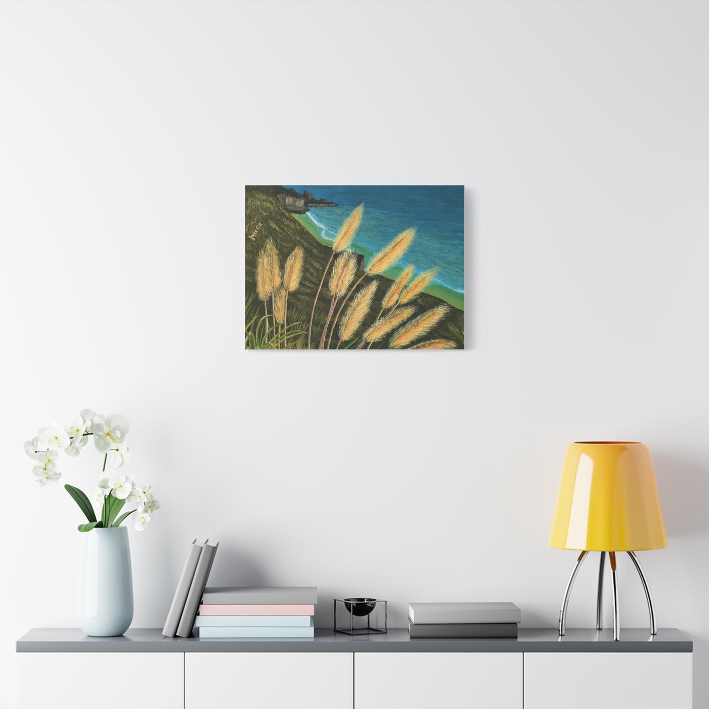 Sea through the grass. Canvas wall art. Hwy 1 North California Pacific Coast Scene
