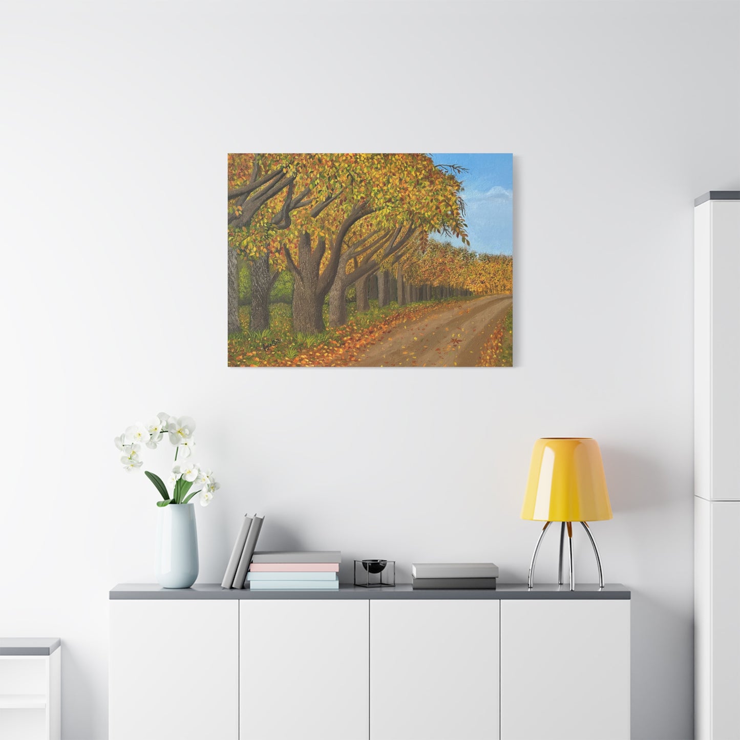Canvas Print - Wooded Lane in Fall Earthy Tones