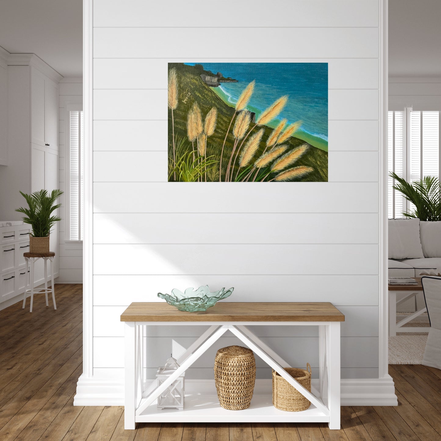 Sea through the grass. Canvas wall art. Hwy 1 North California Pacific Coast Scene