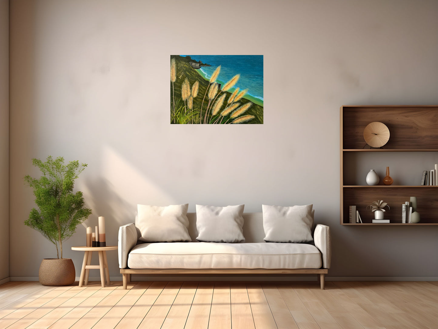 Sea through the grass. Canvas wall art. Hwy 1 North California Pacific Coast Scene