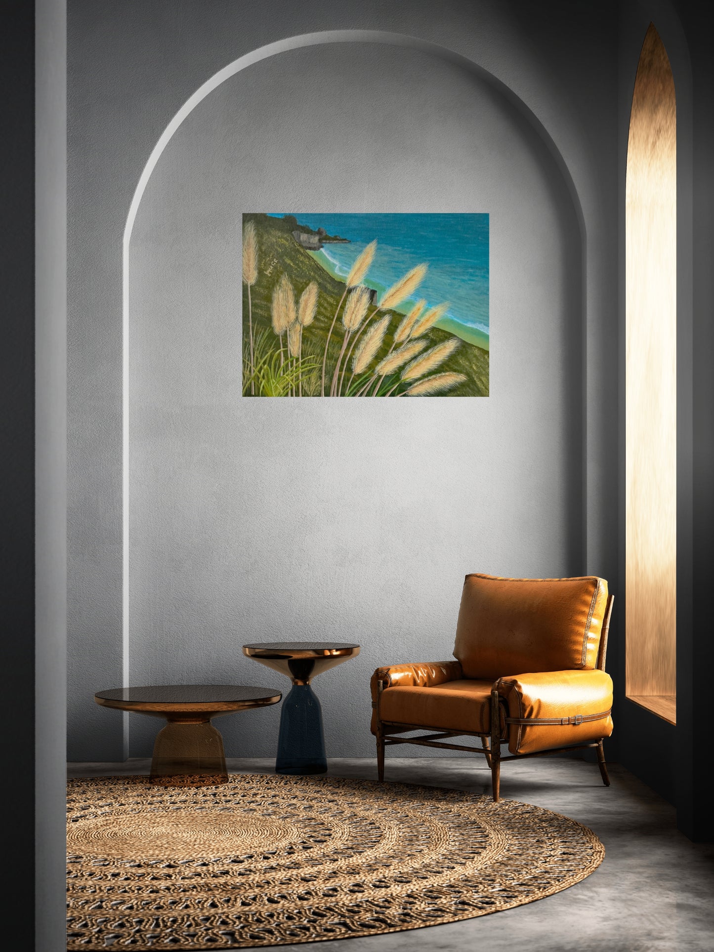 Sea through the grass. Canvas wall art. Hwy 1 North California Pacific Coast Scene