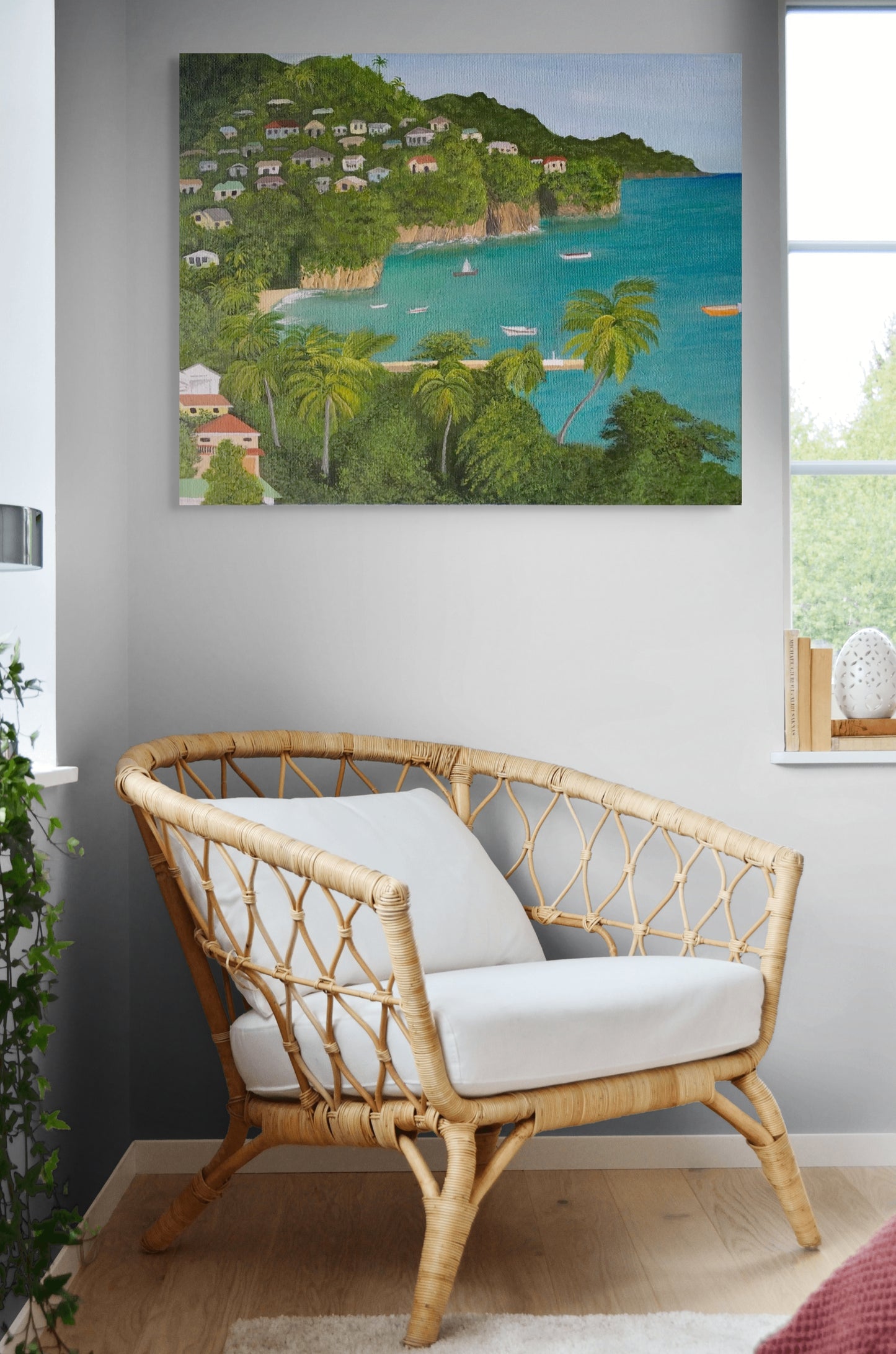Island Bay. Canvas Print - Tranquil Fishing Village in St Vincent, Caribbean