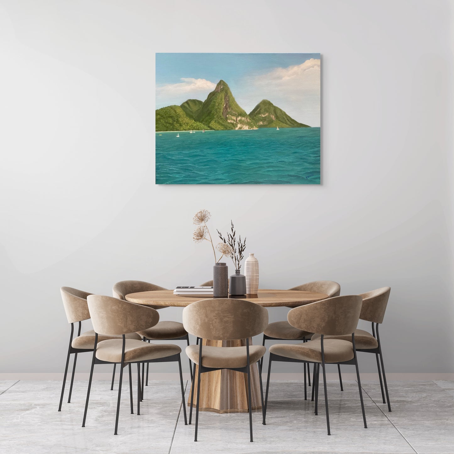 The Pitons. Canvas Print - St Lucia’s iconic landmarks.