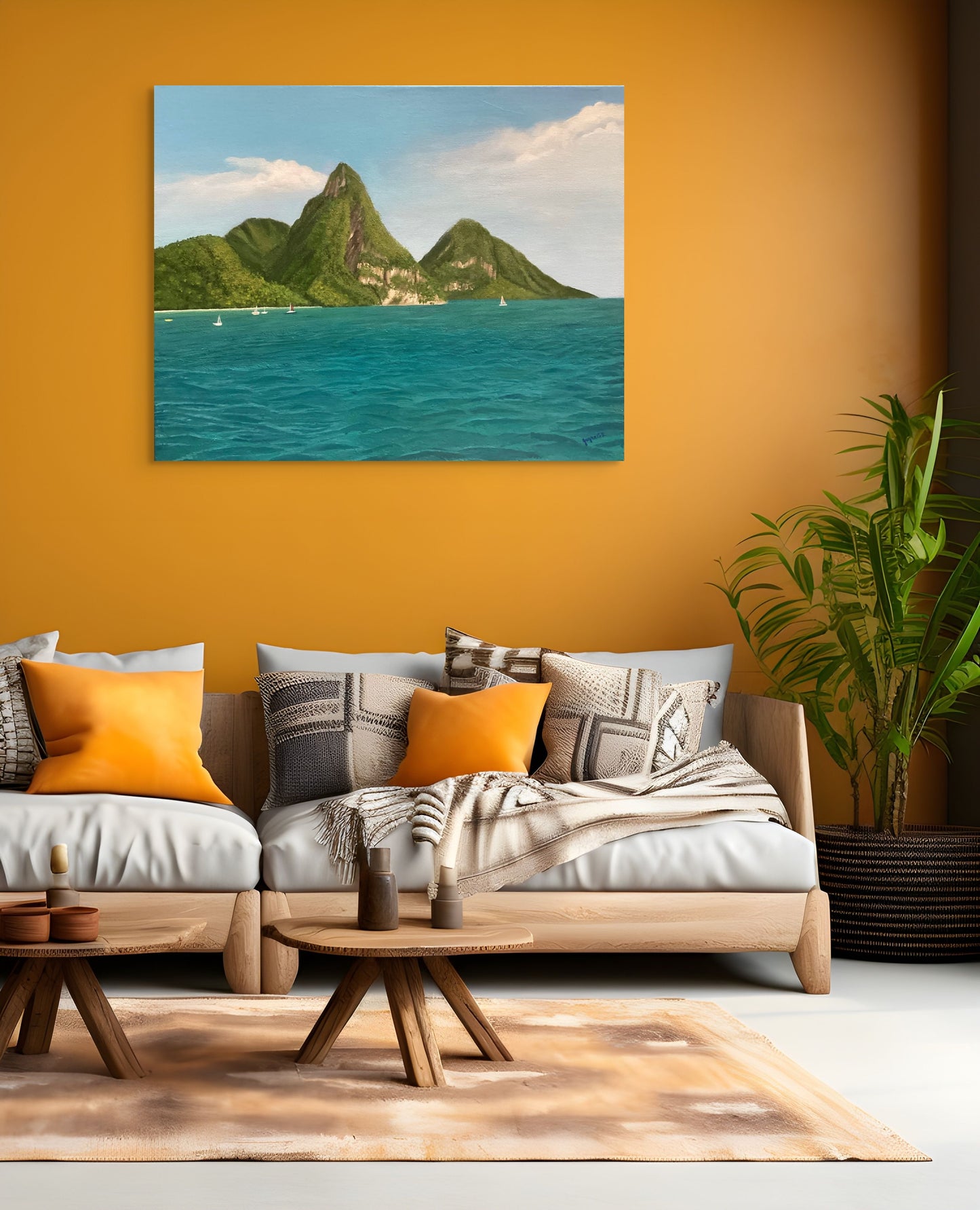 The Pitons. Canvas Print - St Lucia’s iconic landmarks.