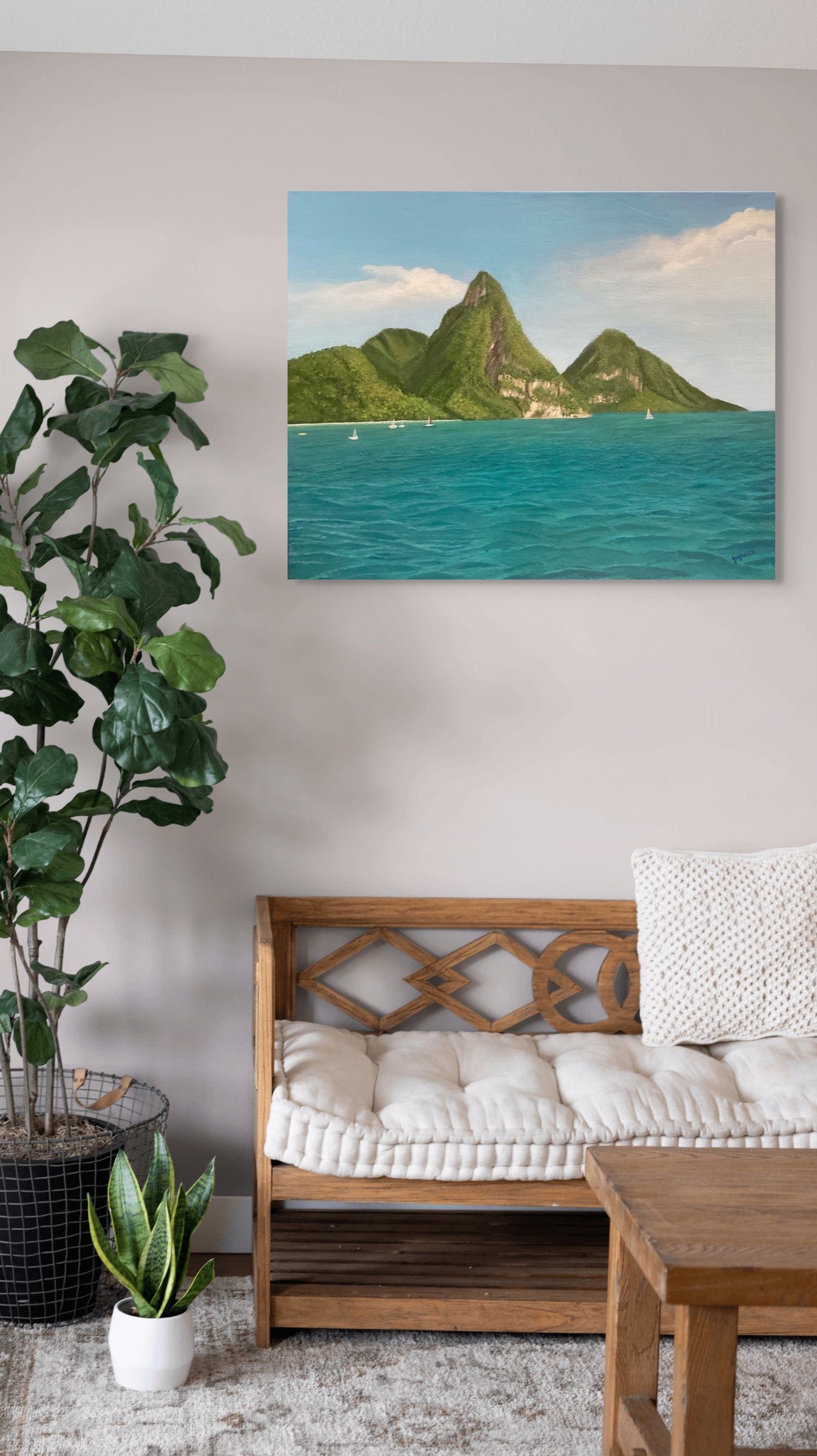 The Pitons. Canvas Print - St Lucia’s iconic landmarks.