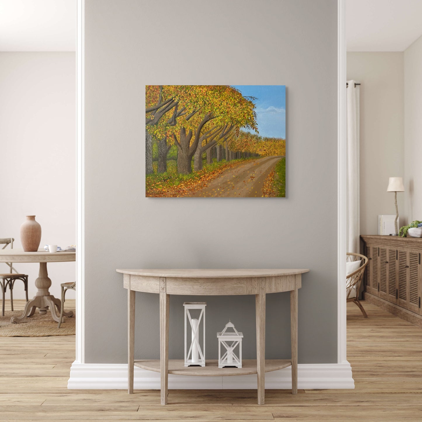Canvas Print - Wooded Lane in Fall Earthy Tones