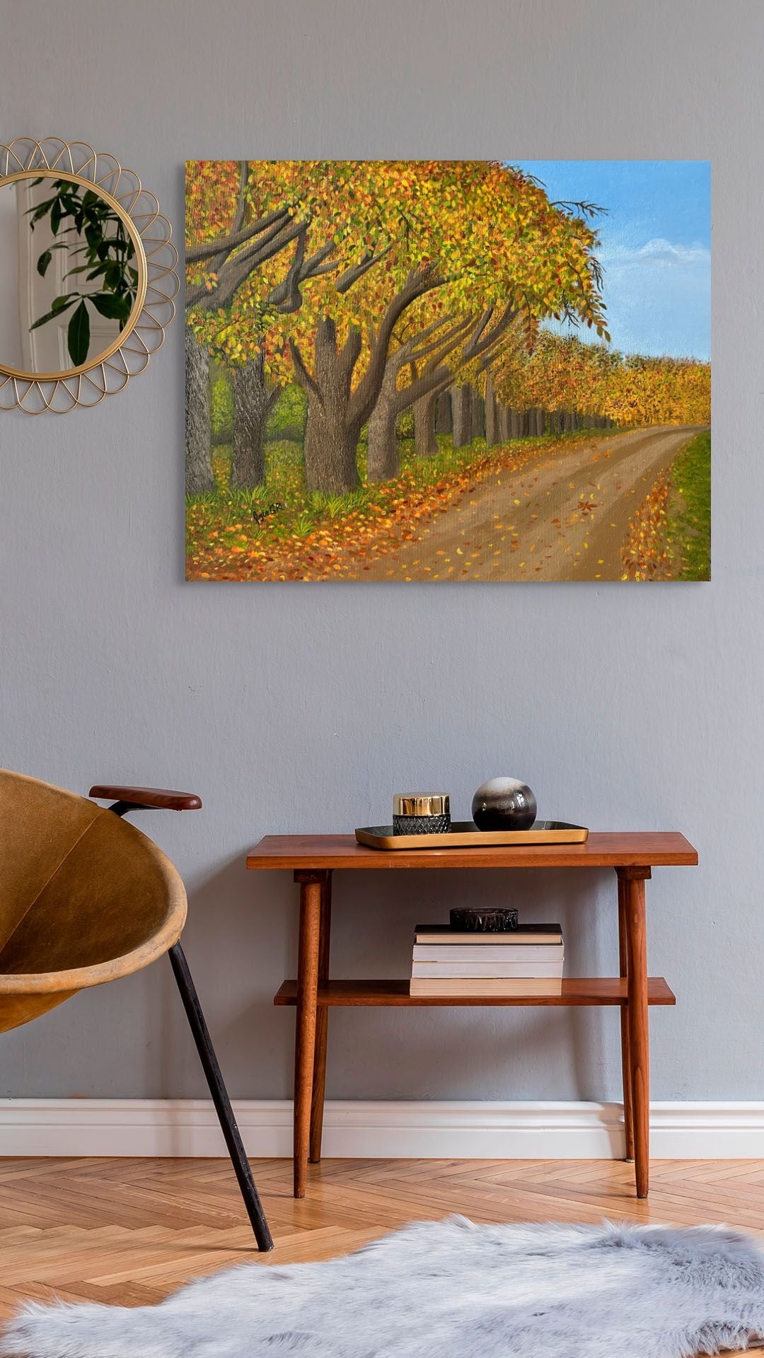Canvas Print - Wooded Lane in Fall Earthy Tones