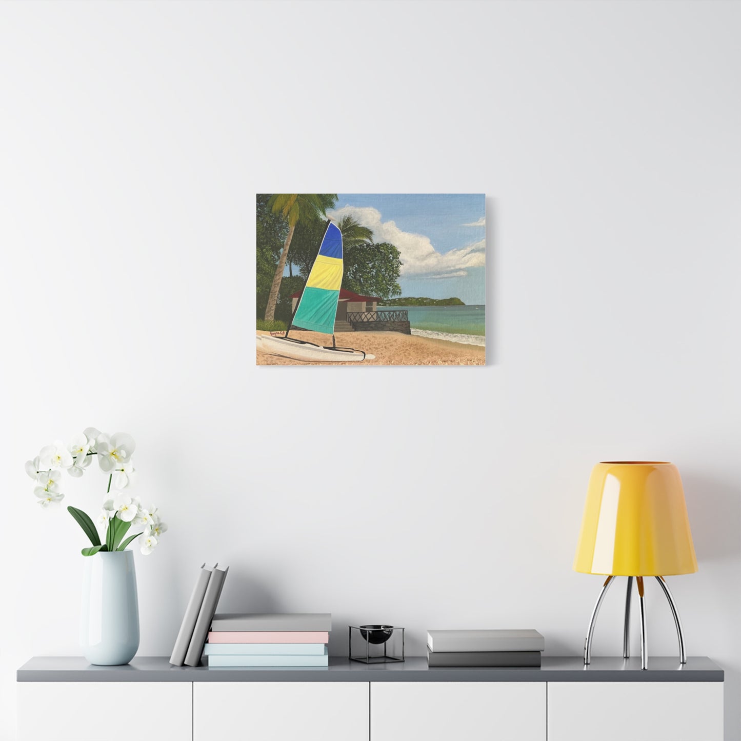 Tropical Haven.      Canvas Art Print      Tranquil Beach St Lucia Caribbean.