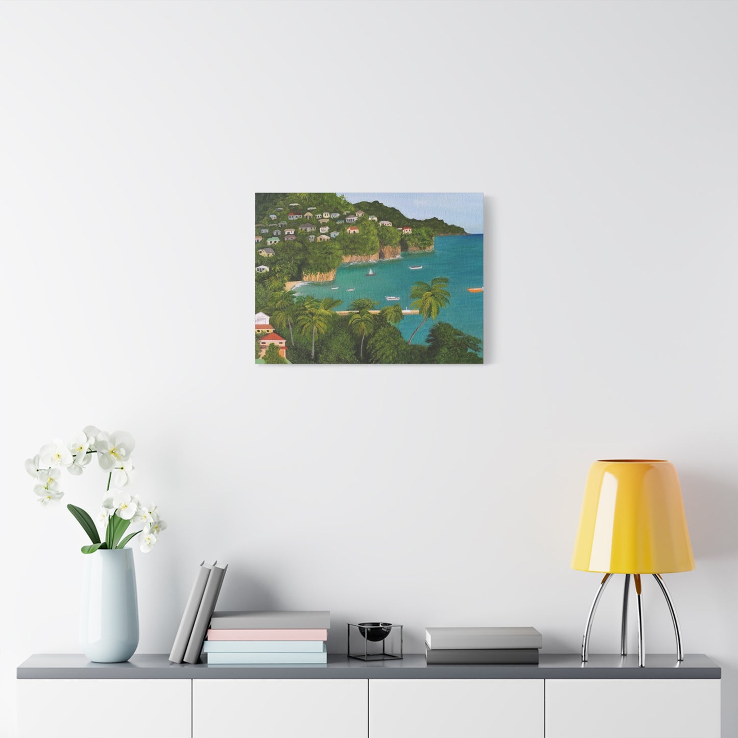 Island Bay.     Canvas Print - Tranquil Fishing Village in St Vincent, Caribbean