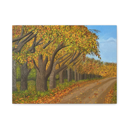 Canvas Print - Wooded Lane in Fall Earthy Tones