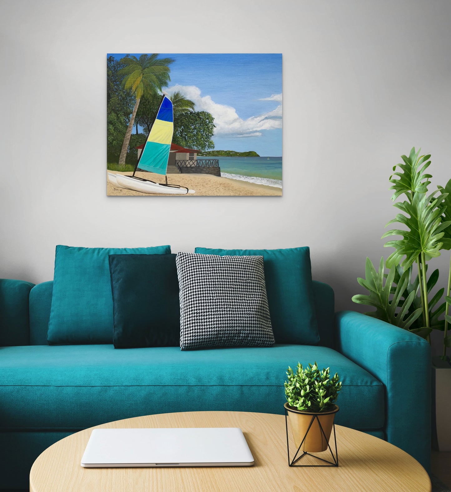 Tropical Haven.      Canvas Art Print      Tranquil Beach St Lucia Caribbean.
