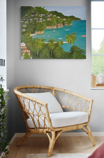 Island Bay.     Canvas Print - Tranquil Fishing Village in St Vincent, Caribbean