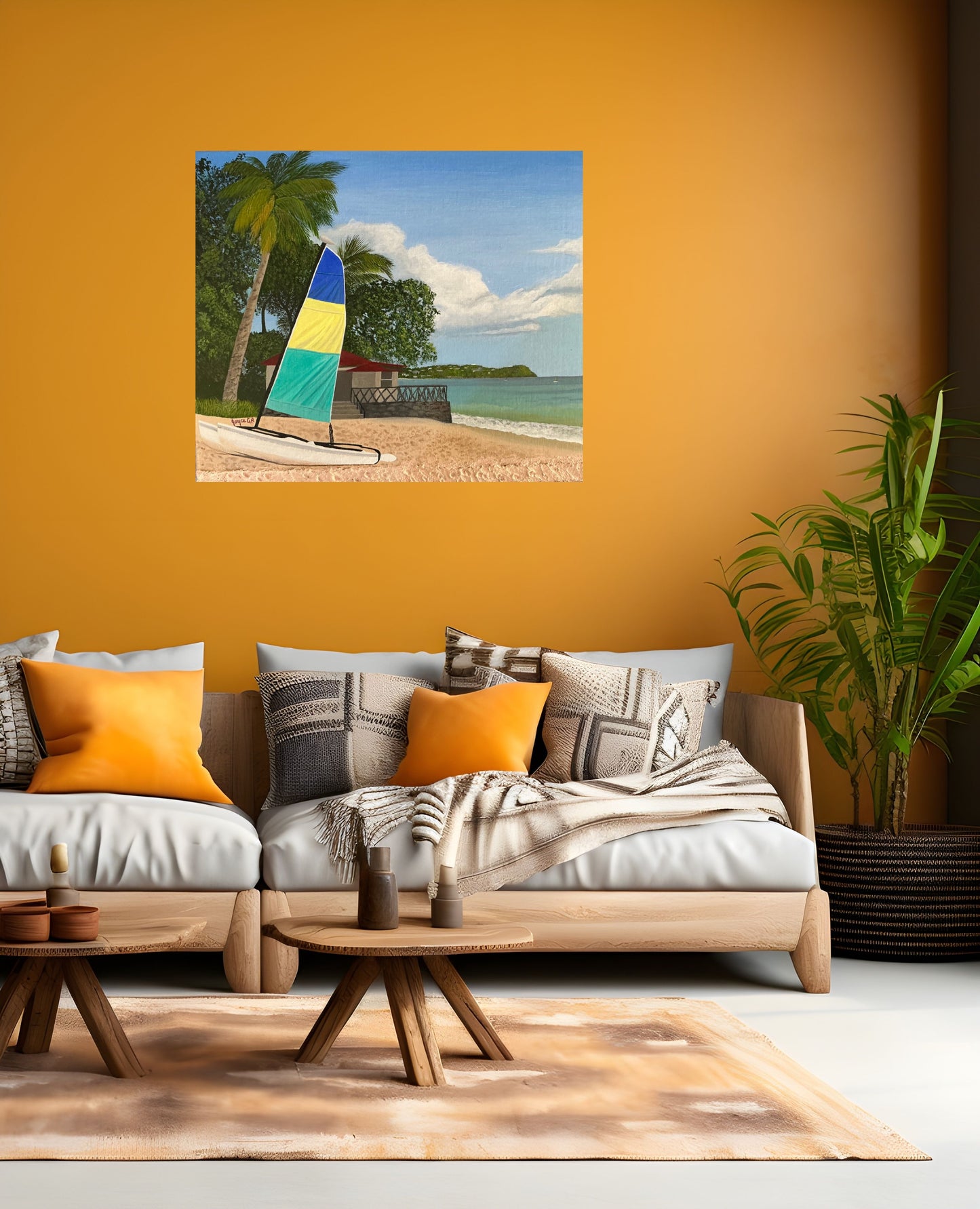 Tropical Haven.      Canvas Art Print      Tranquil Beach St Lucia Caribbean.