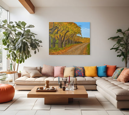Canvas Print - Wooded Lane in Fall Earthy Tones